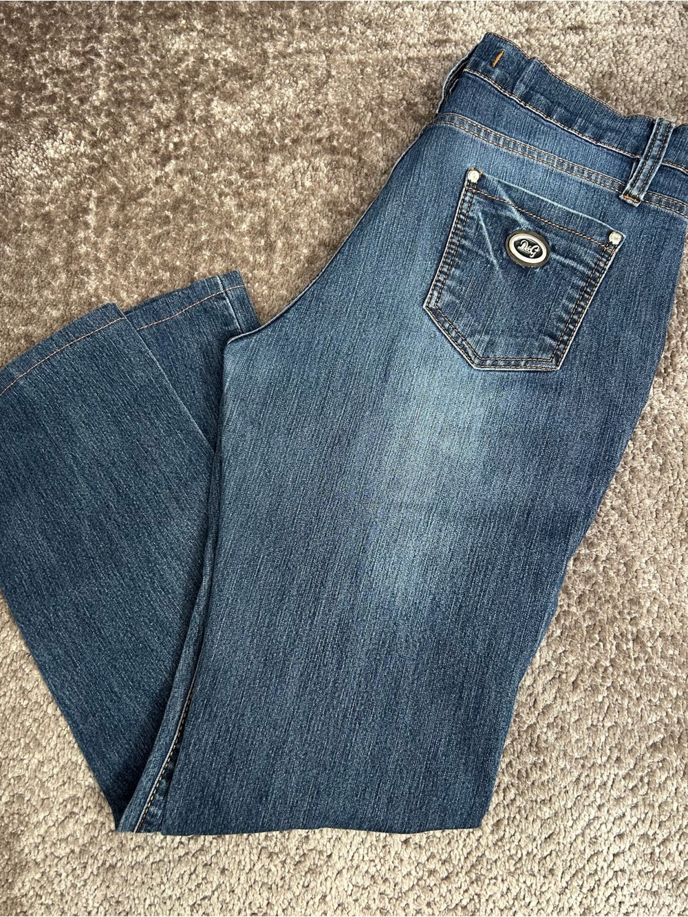 Y2K D&G Women's Boot Cut Denim Jeans in Medium Blue